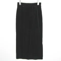 アースミュージック&エコロジー EARTH MUSIC & ECOLOGY コーデュロイ タイト スカート スリット ロング丈 ストレッチ F ブラック kz11346