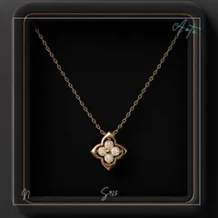 217N【保証カード付き】モアサナイト ダイヤモンド ネックレス K18仕上げ 四つ葉 フラワー 高級 CZ ダイヤ級 輝き プレゼント ギフト 記念日 クリスマス 特別 花透かし ラグジュアリー SV925