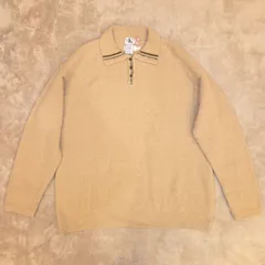 【Calvin Klein Jeans／カルバン・クライン】ハーフジップ ニットセーター メンズ ベージュ系 古着 HK製 ウール混