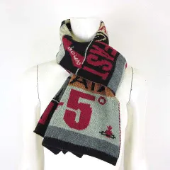 ヴィヴィアンウエストウッド Vivienne Westwood マフラー ウール ニット オーブ ロゴ 総柄 グレー 黒 ブラック 赤 マスタード 水色