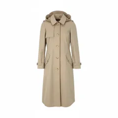 51Ⅼ2 LAUREN RALPH LAUREN ローレン ラルフローレン トレンチコート ロングコート フード取り外し可 2way レザーパイピング 裏地総柄 レディース L  ベージュu02t