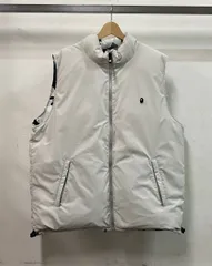 A BATHING APE アベイジングエイプ 001DNJ801010M リバーシブル サルカモ ダウンベスト 迷彩 総柄 ベージュ ロゴ ストリート サイズ2XL