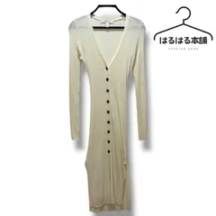 FOREVER21／白／ホワイト／ロング／カーディガン／リブニット／長袖／薄手／Vネック／XS