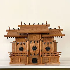 【アウトレット限定1点】 神殿 屋根違三社 新けやき 大 神棚 幅72 奥行25.5 高さ54 欅
