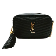 サンローラン(SANT LAURENT) ルー ミニ バケット 黒 グレインレザー ゴールド金具 618057 新品同様 レディース バッグ ショルダーバッグ タッセル付き