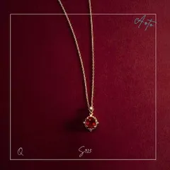 143N【高級感】ガーネットネックレス 深紅 レッド 大人エレガント CZダイヤ 誕生日 記念日 クリスマス プレゼント ご褒美ジュエリー 上品 華やか デコルテ映え 金属アレルギー対応 K18コート S925