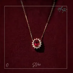 029N 【豪華】深紅ガーネットネックレス 太陽の輝き CZダイヤ S925 18K 金属アレルギー対応 上品 大人可愛い プレゼント ギフト 誕生日 記念日 冬ジュエリー 20代 30代 40代 50代 ガーネット 赤石 情熱