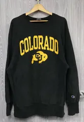 ブラック Champion REVERSE WEAVE／チャンピオン リバースウェーブ／90s／COLORADO／各所ダメ-ジ／スウェット／XL／ブラック