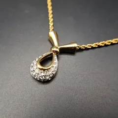 A&S Attwood & Sawyer ラインストーン 煌めき クロスリボン ヴィンテージ ペンダント ネックレス ロープチェーン ゴールドトーン Y22-C