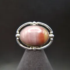 50's UNCAS社製 瑪瑙 ピンク系 オーバルカボション ヴィンテージ ブローチ 925 シルバー 小ぶり 上品な存在感 銀 Y16-J