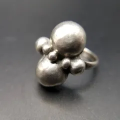 メキシコ ヴィンテージ ダブル メタルボール レトロ リング 指輪 シルバープレート オーブ MEXICO Y22-N