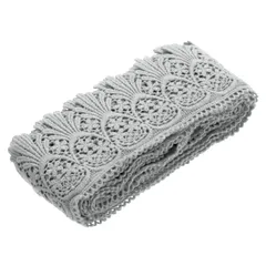 uxcell コッ トンレーストリムヴィンテージクロシェ3インチ×4.8ヤードライトグレー伸ばしレースエッジリボンDIYスクラッ プブッキング服カーテンテーブルクロススリップカバーリックウェディングデコレーションギフトラップ