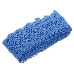 uxcell コッ トンレーストリムヴィンテージクロシェ3インチ×4.8ヤード明るいブルー伸ばしレースエッジリボンDIYスクラッ プブッキング服カーテンテーブルクロススリップカバーリックウェディングデコレーションギフトラップ