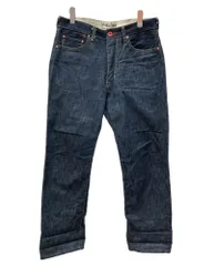 キューン CUNE ウサギ ロゴ 5連 バック プリント デニム ジーンズ ジッパーフライ 紺 ロゴ デニム ネイビー SIZE34 104MB-382