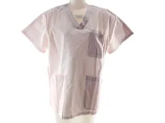 綿混カラースクラブ 男女兼用 肩スナップ 半袖 吸汗 薄手 医療用 看護師 介護士 L ライトピンク