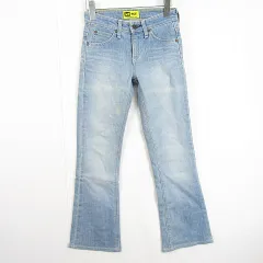 リー LEE RIDE デニム パンツ ジーンズ ストレッチ 26 ライトブルー ダメージ加工 kz11879