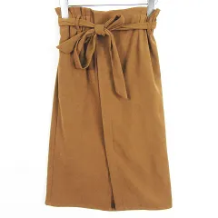 ロペピクニック ROPE Picnic タイト スカート ベルト付き 膝下丈 ストレッチ 36 ブラウン kz11895