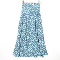 フリーズマート Free's Mart フレア ロング スカート ストレッチ FR ブルー 花柄 kz11849