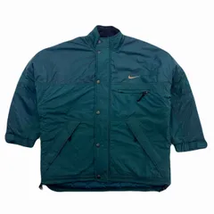 ナイキ キルティングジャケット メンズ L グリーン ビッグシルエット 90s 白タグ 中綿 スポーツミックス
