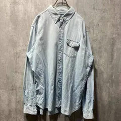 90s RALPH LAUREN フラップポケットボタンダウンシャツ ラルフローレン 長袖シャツ シャンブレー マチ付 猫目ボタン ビッグサイズ XXL