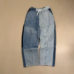 マルチカラー デニム 밴딩 バルーンパンツ
