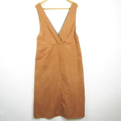 レプシィム ローリーズファーム LEPSIM LOWRYS FARM スウェード風 ジャンパースカート ロング丈 M ブラウン kz11977