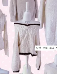 ラテギャル ケーブル編み オフショルダー ニット