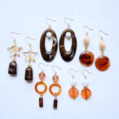 ピアス　５点セット　ブラウン系　まとめ売り　茶系　お得　プチプラ　低価格　大人可愛い　セット売り