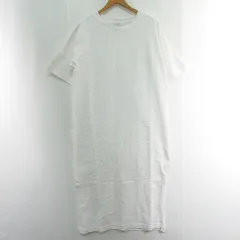 ジーナシス JEANASIS ワンピース 半袖 ロング丈 スリット 綿 F ホワイト kz12075