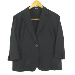 コムサデモード COMME CA DU MODE テーラード 1B ジャケット 七分袖 ストレッチ 綿 11 ブラック kz12084