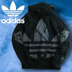 adidas Originals アディダス オリジナルス BIG TREFOIL HOODIE ビッグ トレフォイルロゴ フーディ パーカー HG6453 ブラック グレー S▲045▼30308k06