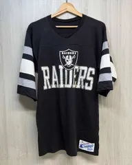 Champion チャンピオン フットボール シャツ  RAIDERS ブラック 80s 古着 半袖 Tシャツ USA製 メンズ サイズ M ヴィンテージ 古着 ラグラン