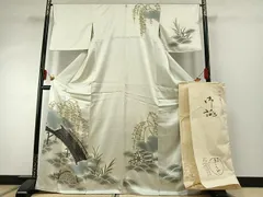 平和屋着物●銀座きしや　訪問着　手描き　駒刺繍　風景文　暈し染め　金糸　金彩　たとう紙付き　正絹　逸品　AABD8724fy