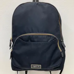 6874　agnes b. VOYAGE　アニエスベーボヤージュ　 リュック　バックパック　ブラック系　黒　 無地　ロゴ　ナイロン　レディース