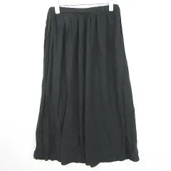 ローリーズファーム LOWRYS FARM フレア ロング スカート レーヨン 麻 F ブラック kz12264