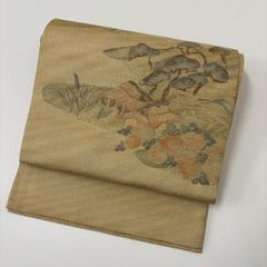 袋帯 スリーシーズン 花柄に松 上品な織り出し 正絹 着物 MA-1693