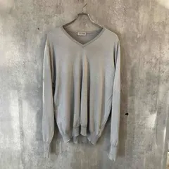 JOHN SMEDLEY ウールコットンVネックニット グレー サイズXL ジョンスメドレー 