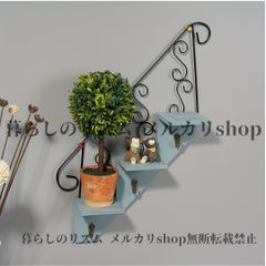 ウォールフック 3段 ラスティックウッド フローティングシェルフ 階段デザイン 木製コーナー壁掛け棚 木目調 簡単組み立て 収納ユニット リビングルーム 寝室 キッチン バスルーム用 ペイント仕上げ ウォールデコレーション  ブルー グリーン