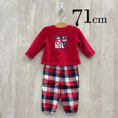 ap11558-2 OBAiBi オバイビ BABY ベビー セットアップ 70 9M 71cm レッド クリスマスツリー タータンチェック ストレッチ  長袖 9ヶ月 OBAÏBI