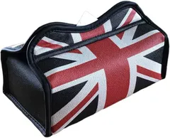 SKYBELL スカイベル ティッシュケース 車 車用 ミニクーパー BMW MINI 対応 アクセサリー カバー ボックス 収納 便利グッズ (ユニオンジャック「ブラック」,  ボックスティッシュ用)