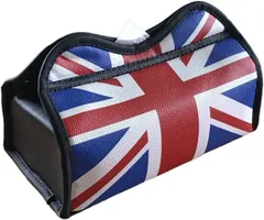 SKYBELL スカイベル ティッシュケース 車 車用 ミニクーパー BMW MINI 対応 アクセサリー カバー ボックス 収納 便利グッズ (ユニオンジャック「ブルー」,  ボックスティッシュ用)