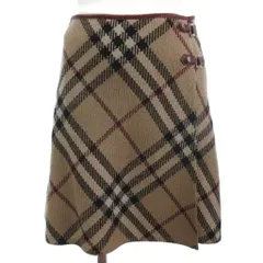 バーバリーブルーレーベル BURBERRY BLUE LABEL ノバチェック ラップスカート フレア ベージュ系 36