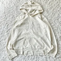 GAP  パーカー スウェット プルオーバー ホワイト トップス フーディ L 古着 刺繍ロゴ 4096