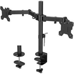 1homefurnit モニターアーム デュアル 13-27インチ対応 液晶ディスプレイアーム VESA:75x75mmまた100x100mm フルモーション調整 アーム 2画面 グロメット式＆クランプ式 耐荷重10Kg（各アーム） 黒 適格請求書発行可