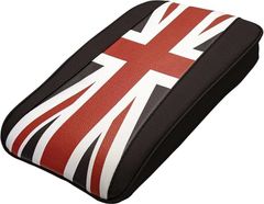 SKYBELL スカイベル アームレスト 車 クッション 薄型 ミニクーパー BMW MINI 対応 アクセサリー 汎用 後付け 肘置き 肘掛け フェイクレザー (ユニオンジャック「ブラック」)