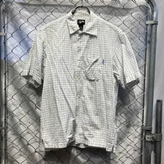 90s STUSSY チェック半袖シャツ M ホワイト ステューシー 