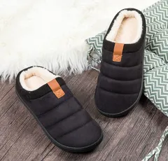 【新品】スリッパ 冬用 ルームシューズ メンズ 暖かい ボア付き 大きめサイズ　28〜30cm