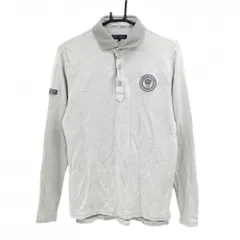 【美品】23区ゴルフ 長袖ポロシャツ ライトグレー 襟ボーダー メンズ L ゴルフウェア 23区