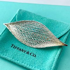 ティファニー 美品 リーフ メッシュ ブローチ シルバー 葉っぱ WI1fe