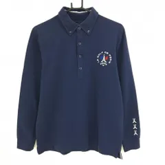 キャロウェイ 長袖ポロシャツ ネイビー ボタンダウン エッフェル塔刺しゅう 襟色褪せ メンズ M ゴルフウェア Callaway
